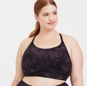 Torrid Black Purple Tie Dye Racerback Low Impact Sports Bra